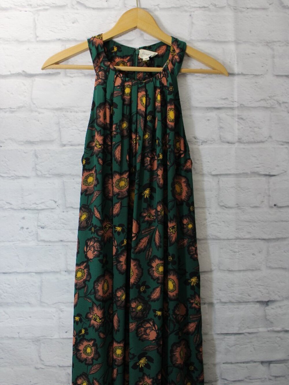 Everly Small Dark Green Bold Floral Summer Casual Wedding Whimsigoth Maxi Dress